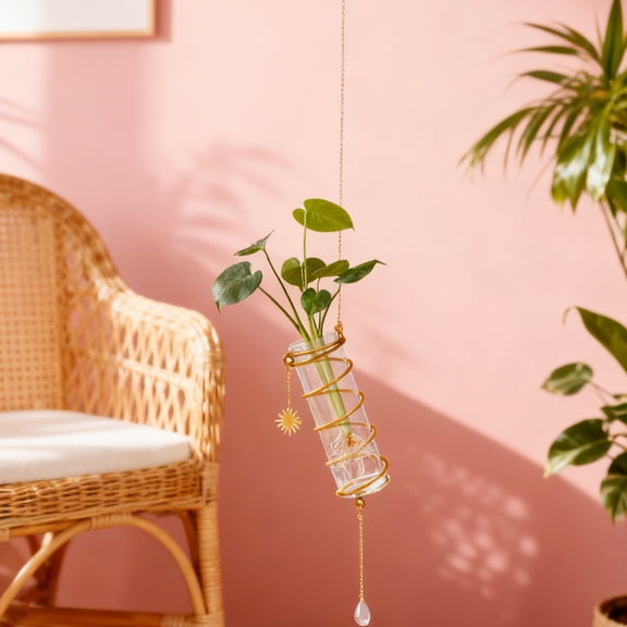 Hydroponic Vase Hanging Door Plant Transparent Flowerpot Decoration, 1-Pack Clear Glass Planter With String For Indoor Plants Home Garden Decor