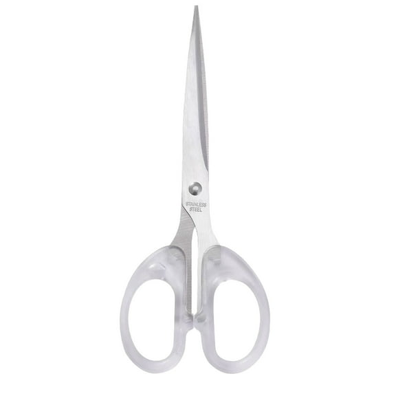 Large Transparent Scissors, Stainless Steel Blades for Office and Craft Use, Ergonomic Frosted Plastic Handle, Safety Rounded Tips for Precision Cutting, Portable Design for Home and Office