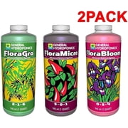 Hydroponics Flora Series Nutrient Fertilizers, 1 quart each with Essential Nutrients 3 Pack