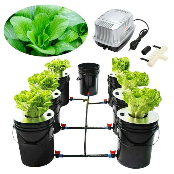 Hydroponics Grow System Kit 5 Gallon 7 Buckets Recirculating Deep Water Culture Accelerated Plant Growth No Fertiliser Required