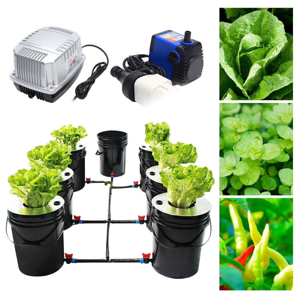 Hydroponics Grow System Kit 7 Buckets 5 Gallon Recirculating Deep Water