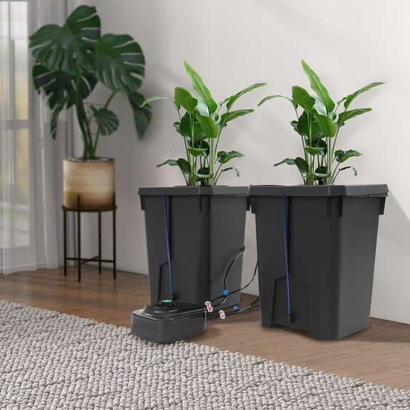 Hydroponics Grow System with Top Drip Kit, 7.13 Gal Hydroponics Growing System Kit, with Air Pump, Clay Pebbles, Culture Bucket System, Recirculating Drip Garden System