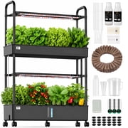 Hydroponics Growing System, 2 Tier 60 Pod Indoor Hydroponic Gardening System with Adjustable Grow Lights, Auto Water Circulation, 32L Water Tank for Herbs, Vegetables & Flowers