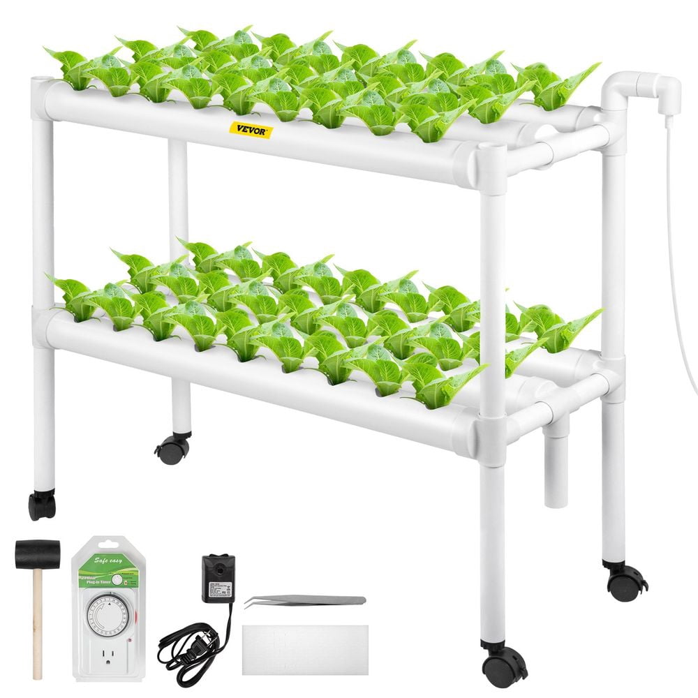 Hydroponics Growing System, 54 Sites 6 Food-Grade PVC-U Pipes, 2 Layers ...