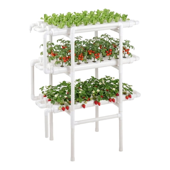 Hydroponics Growing System Kit, 3-Tier 108 Sites UPVC Pipe Hydroponic Grow Kit with Timed Irrigation, Sun & Light Blocking Pipes, Indoor Home Garden Vegetable Planting Grow Kits for Fruit Herb