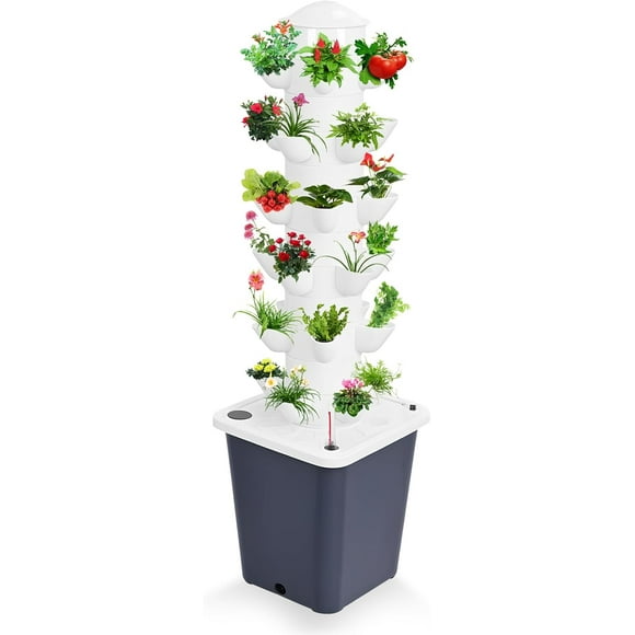 Hydroponics Growing System Kit,6 Layer 30- Indoor Gardening System,Automatic Water Circulation Tower,Vertical Garden Kit for Green Vegetables and Fruits (Black)