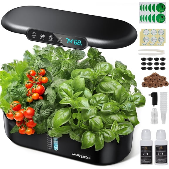 Hydroponics Growing System kit: 12 Pods Indoor Herb Garden with Smart Environmental Detection - Full Spectrum LED Grow Light for Growing VegetablesHerbs and Lettuce - Home Gardening