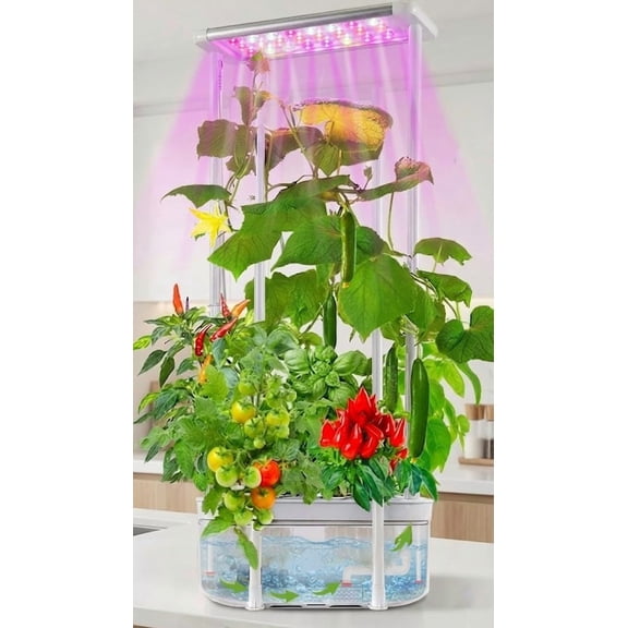 Hydroponics Growing System kit with Trellis,Smart Hydroponic Gardening System with LED Grow Light, Indoor Hydroponic Garden Herb Grow Kit for Short Tomato,Pepper,Cucumber (6200LC)