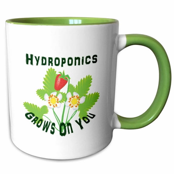 3drose, Hydroponics Grows on You Strawberries, 11oz Two-tone Green Mug