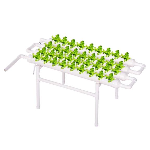 Hydroponics Planting System with Water Pump, 36-Site PVC-U Grow Kit for Organic Leafy Vegetables, Compact Design for Apartments, Greenhouses, or Classroom Projects