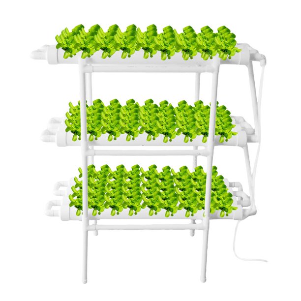 Hydroponics System, Vertical Indoor Growing System, PVC Pipes Gardening System, with Water Pump Timer Grow Kit, for Leafy Vegetables, 3 Layers
