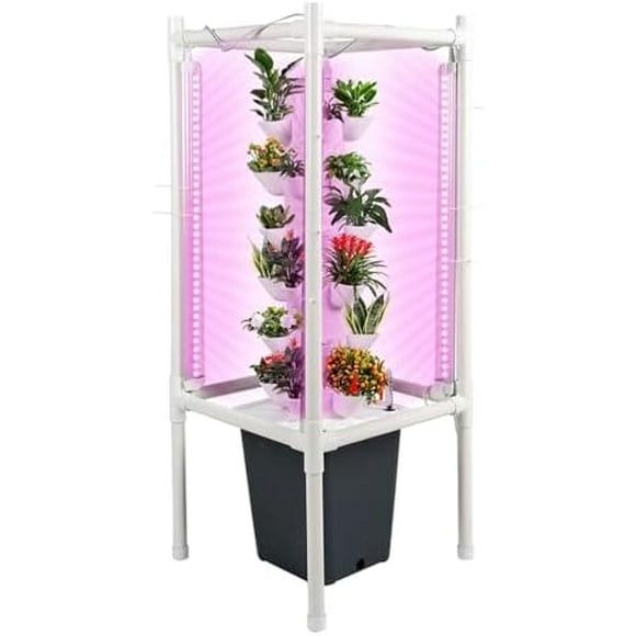 Hydroponics Tower Garden Growing System, 30 Pods Indoor Gardening Vertical Garden Planter Indoor Smart Garden Kit with Pump for Gardening Lover Herbs, Fruits and Vegetables, White