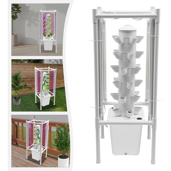 Hydroponics Tower Garden Vertical Growing System Kit, 30-Plants Indoor Vertical Tower Garden System Kit, Home Gardening System, for Indoor Herbs, Fruits and Vegetables