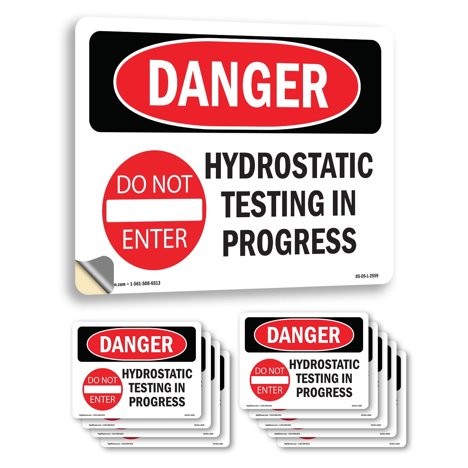 Hydrostatic Testing In Progress OSHA Danger Vinyl Decal Label 24 Inch x ...