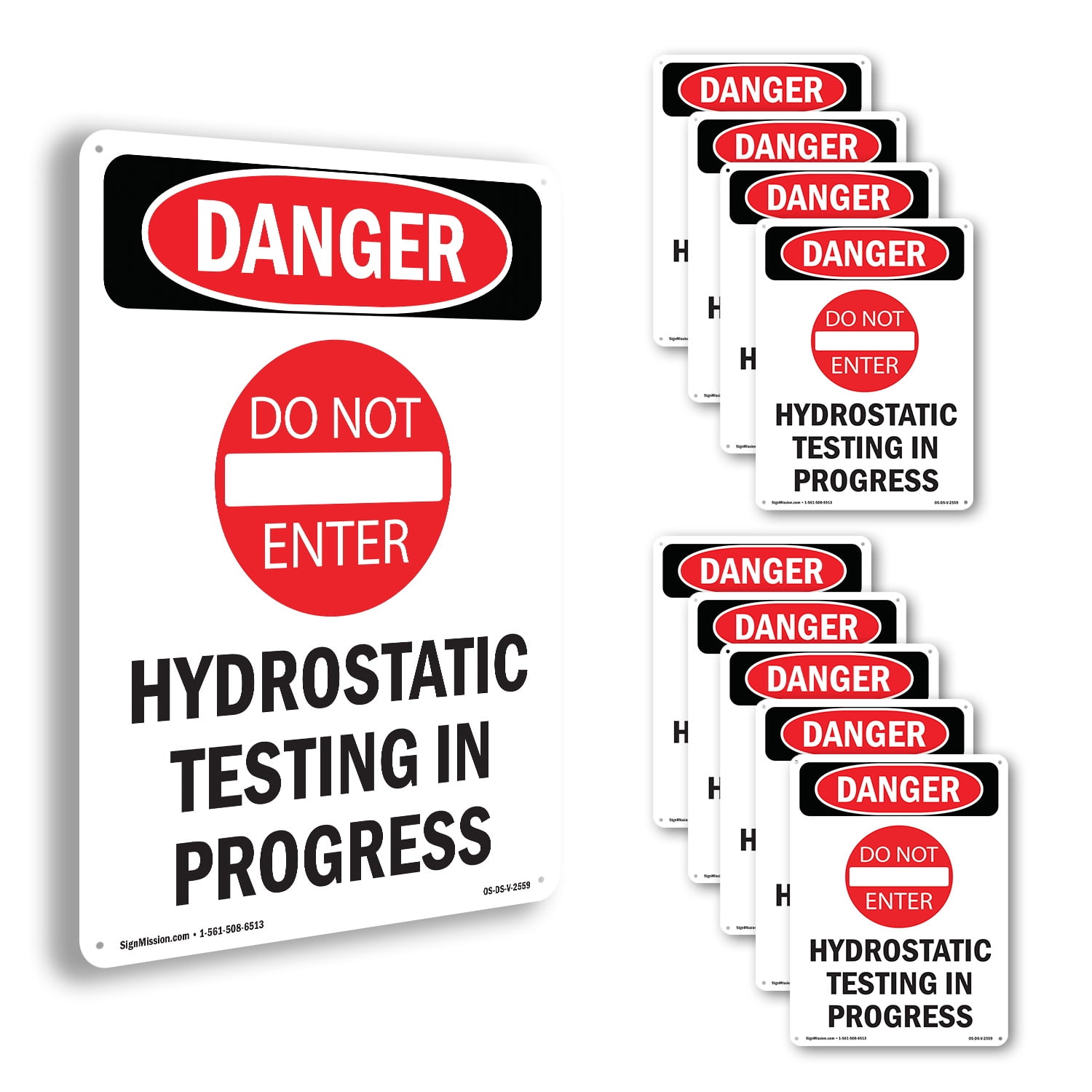 Hydrostatic Testing OSHA Danger Rigid Plastic Sign 10 Inch x 7 Inch ...