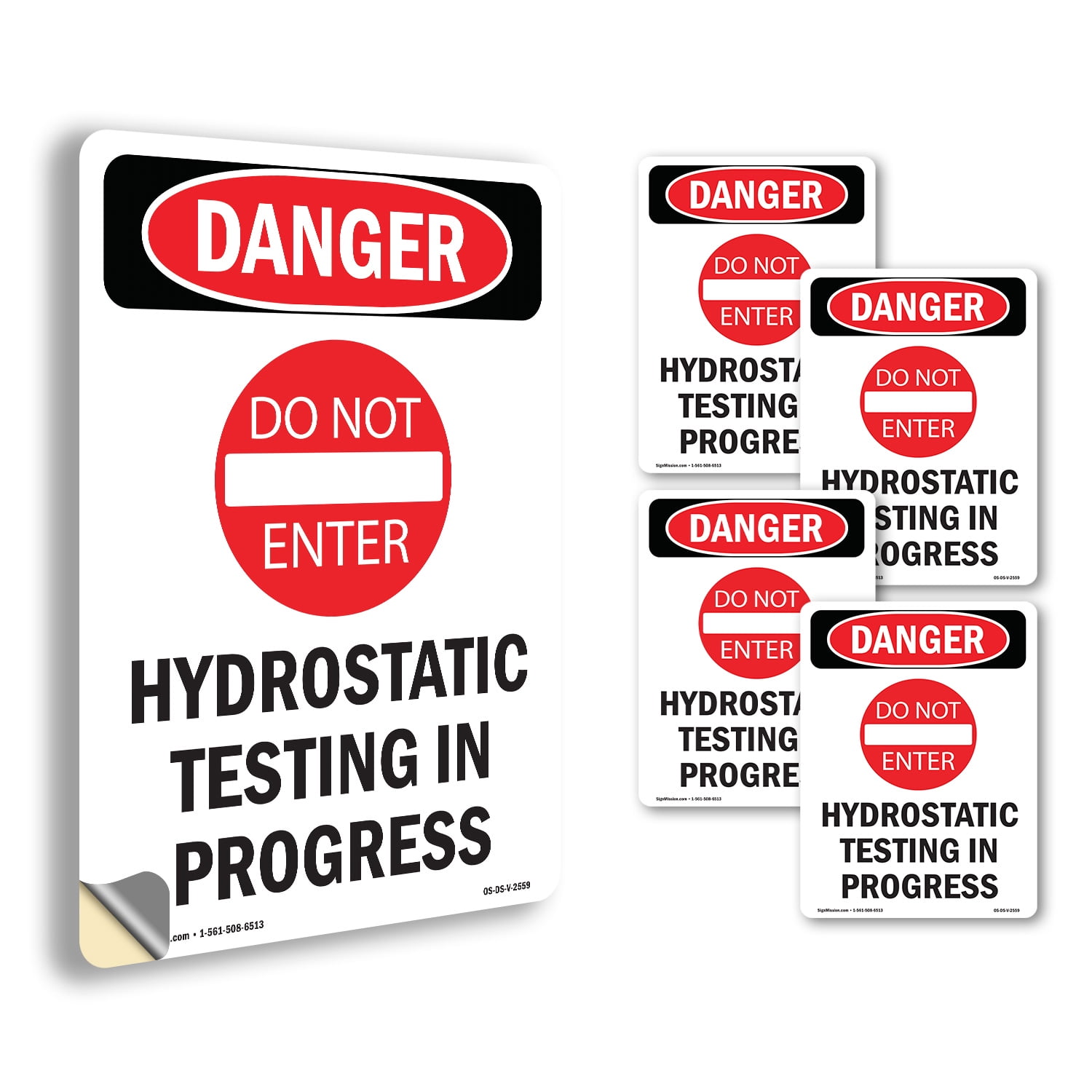 Hydrostatic Testing OSHA Danger Vinyl Decal Label 14 Inch x 10 Inch - 5 ...