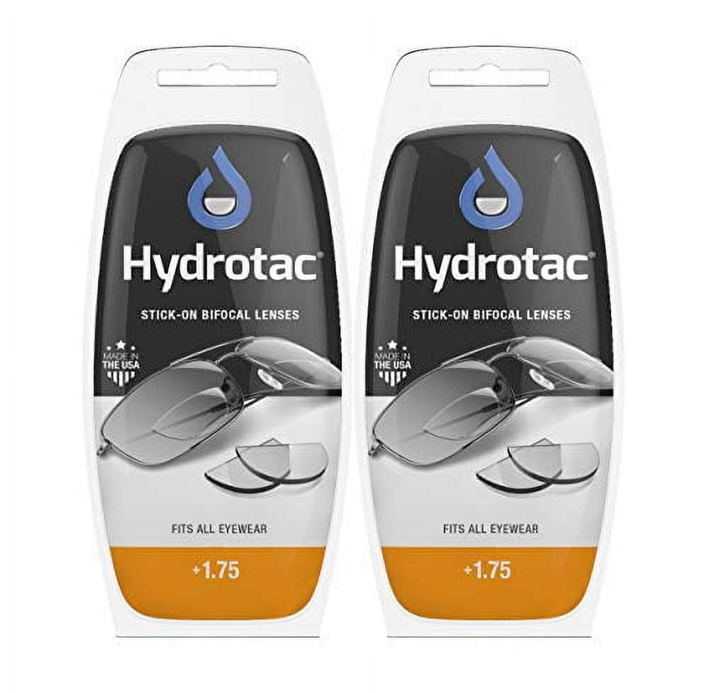 Hydrotac OPTX 20/20 Stick On Magnification Reusable Bifocal Lenses - +1.75 Diopter (Pack of 2)
