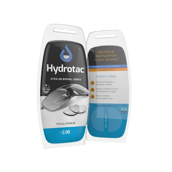 Hydrotac Stick-on Bifocal Lenses, 2.00
