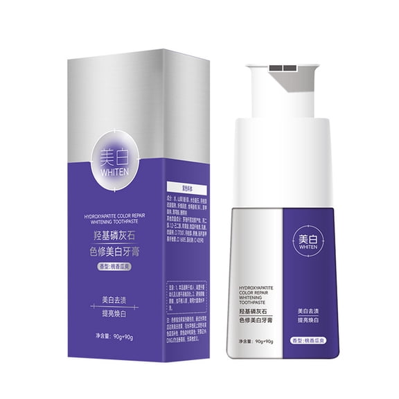 Hydroxyapatite Gentle Formula Toothpaste, Peach & Melon Flavor, Dual-Tube Pump Design, Portable Bottle with Matching Box for Daily & On-the-Go Oral Care Use