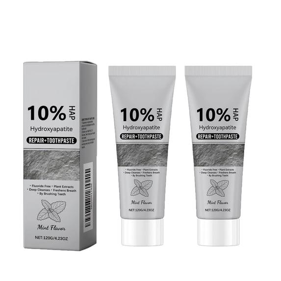 Hydroxyapatite Toothpaste,10% Nano Hydroxyapatite for Advanced Enamel Repair & Sensitivity Relief, Gentle Daily Toothpaste for Whitening & Fresh Breath, 2pcs