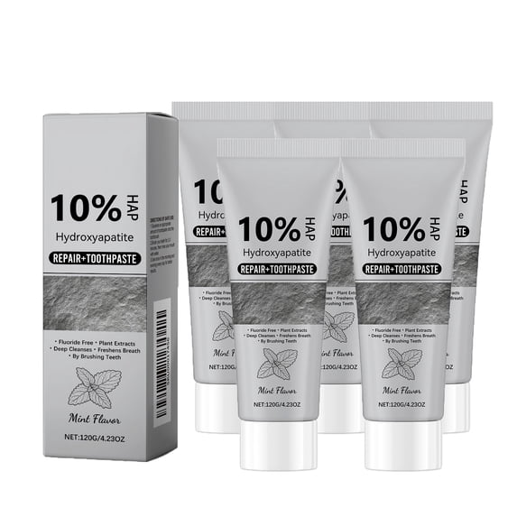 Hydroxyapatite Toothpaste,10% Nano Hydroxyapatite for Advanced Enamel Repair & Sensitivity Relief, Gentle Daily Toothpaste for Whitening & Fresh Breath, 5pcs