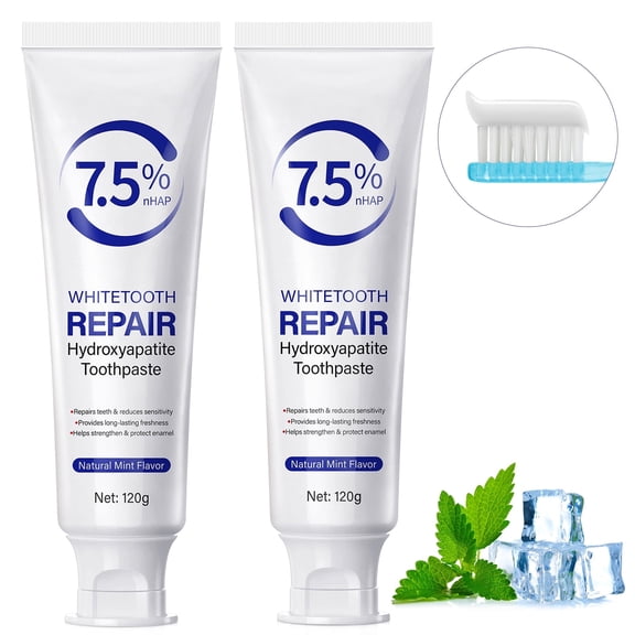 Hydroxyapatite Toothpaste, 2-Pack Oral Care Toothpaste for Helps Strengthen & Protect Enamel,Natural Peppermint Flavor