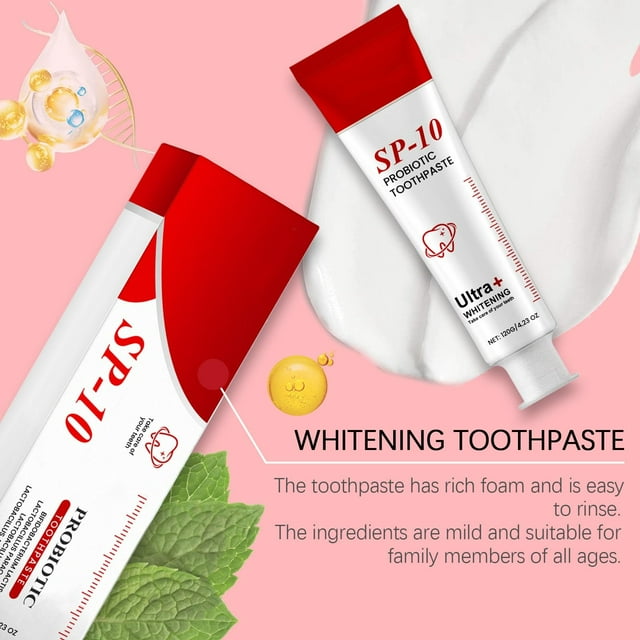 Hydroxyapatite Toothpaste Sp-10 Probiotic Toothpaste Whitener with Probiotics To Whiten Teeth and Gum Health,Enamel Protection,No Fluoride,Fresh Mint Flavor 120G/4.23 Oz（2Pc）