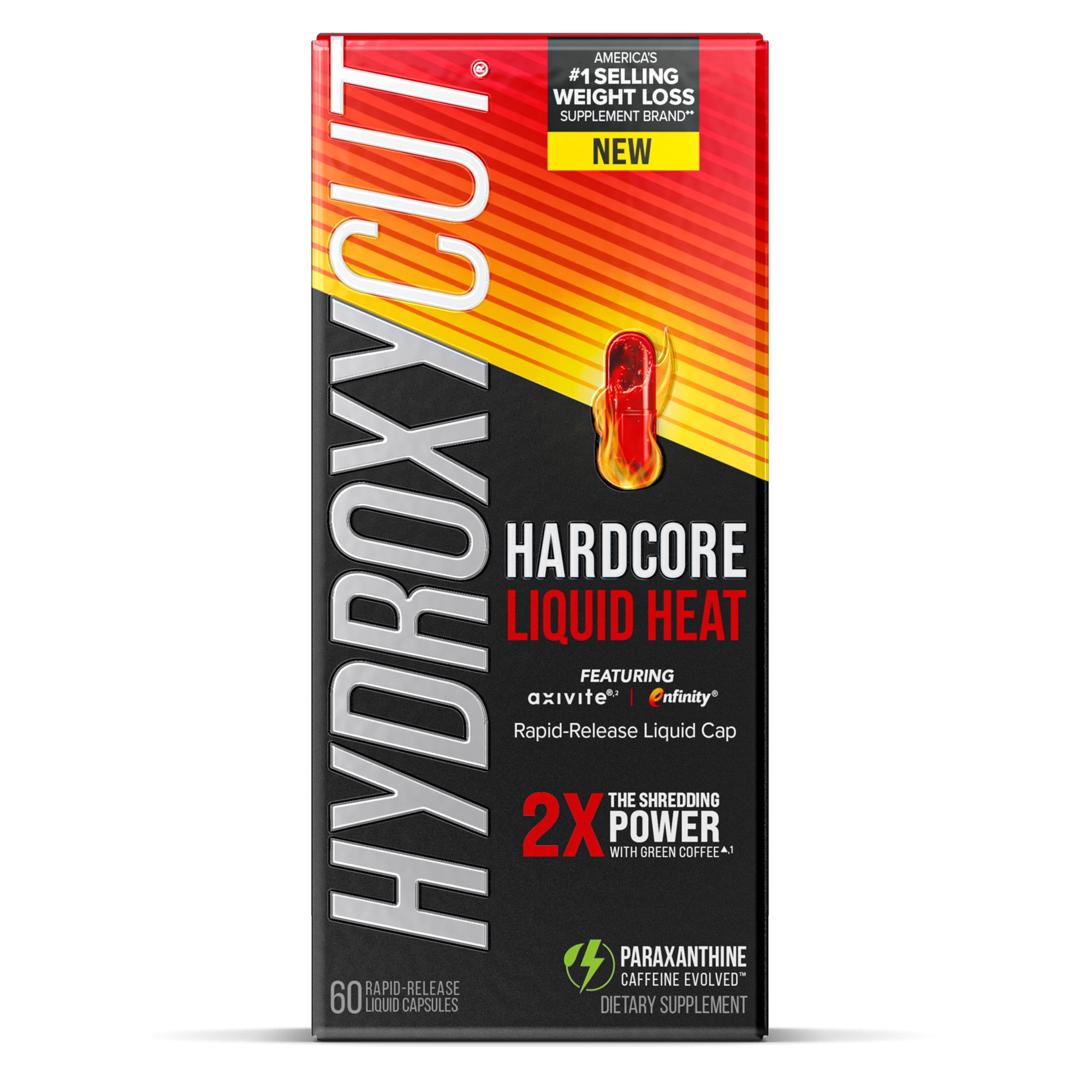 Hydroxycut Hardcore Liquid Heat Weight Loss Pills, Rapid-Release, 60 Ct