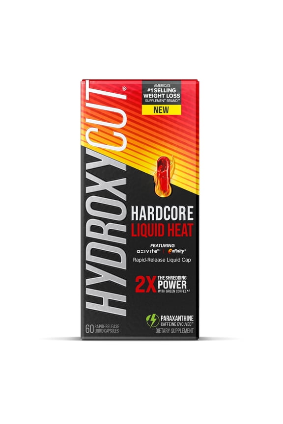 Hardcore Liquid Heat Weight Loss Pills, Rapid-Release, 60 Ct