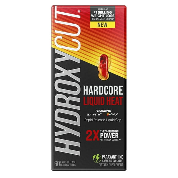 Hydroxycut Hardcore Liquid Heat Weight Loss Pills, Rapid-Release, 60 Ct