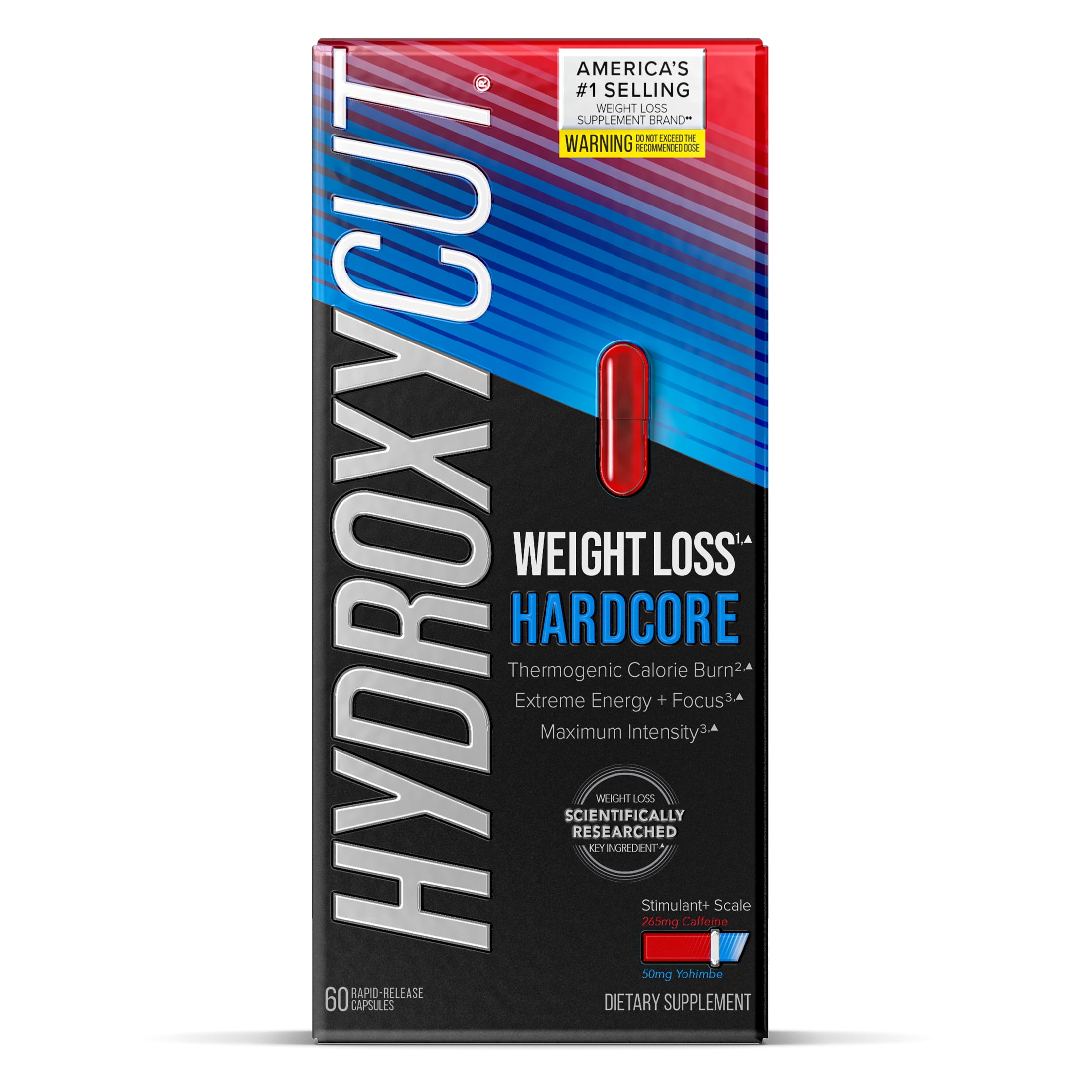 Hydroxycut Hardcore Scientifically Tested Energy & Weight Loss Pills, Capsules, 60 Ct.
