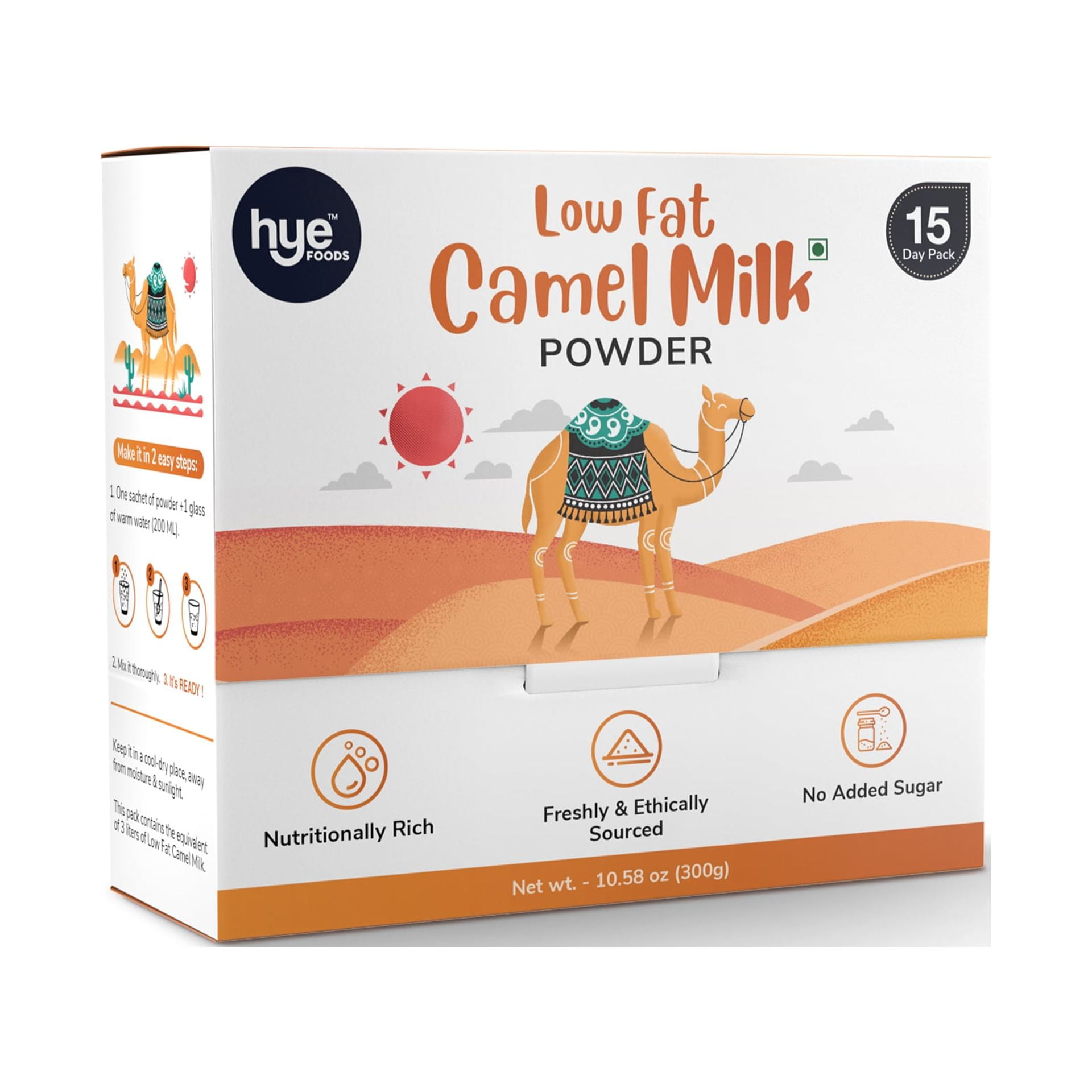 Hye Foods Low Fat Camel Milk Powder 100% Pure & Natural 15 * 20gm 300gms