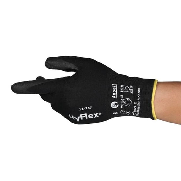 HyFlex 012-11-757-010 Polyurethane Knitted Knitwrist Glove, Black - Size 10