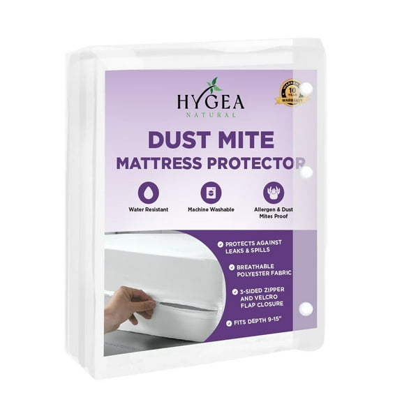 Hygea Natural Mattress Protector, Water Resistant Allergen and Dust Mite Mattress Cover, King