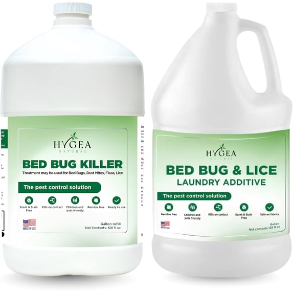Hygea Natural Bed Bug Spray Killer & Laundry Detergent Additive, Flea Spray for Home Insect Killer Combo Kit, Regular, 2 Pack
