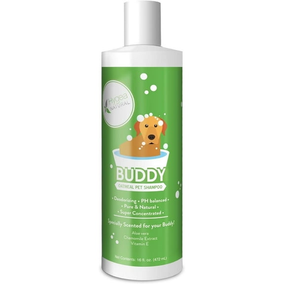 Hygea Natural Buddy Dog Shampoo Nourishing Oatmeal Dog Shampoo Formula with Vitamin E and Aloe Vera, 16 fl oz