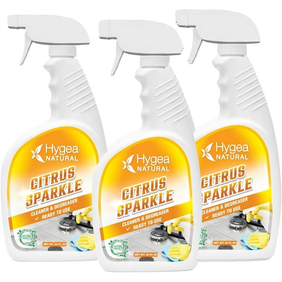 Hygea Natural Citrus Sparkle All Purpose Cleaner & Degreaser, Non-Toxic Cleaning Spray, 24 fl oz, 3 Pack