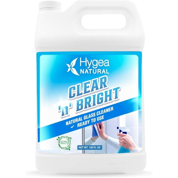 Hygea Natural Clear 'n' Bright Glass Cleaner Spray, Window Cleaner Spray, 128 fl oz, Ammonia free & Biodegradable