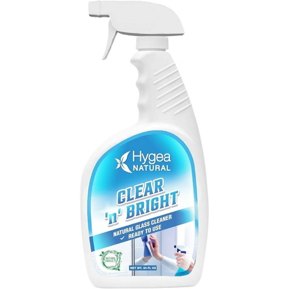 Hygea Natural Clear ’n’ Bright Glass Cleaner Spray, Window Cleaner, Non-Toxic & Ammonia-Free, 24 oz