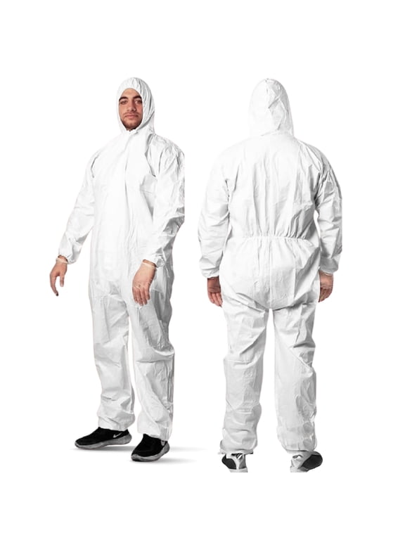 Disposable Coveralls for Men & Women Full Body Protective Coveralls with Hood, Large
