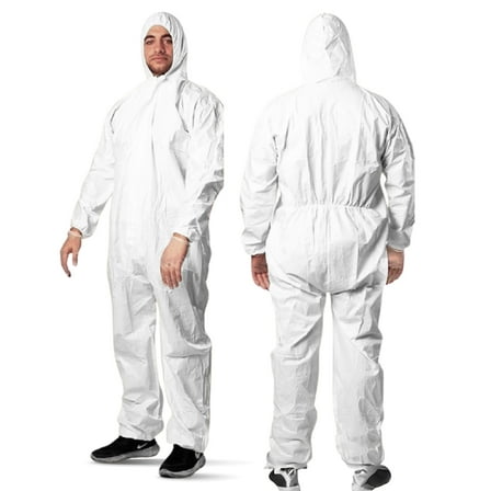 Hygea Natural Disposable Coveralls for Men & Women Full Body Protective Coveralls with Hood, Medium