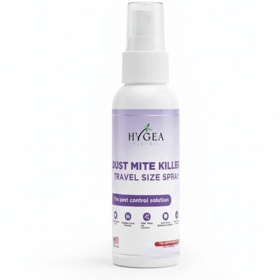 Hygea Natural Dust Mite Killer Spray for Hotel and Home, Travel spray for mattress, bedding and carpets, 3 oz