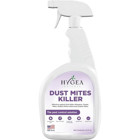 Hygea Natural Dust Mite Spray, Non Toxic, Kid Safe, and Pet Safe Pest Control Spray, 24 oz