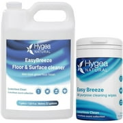 Hygea Natural EasyBreeze Floor Cleaner w/ All Purpose Cleaning Wipes Bundle, Luxurious Clean, 1 gal