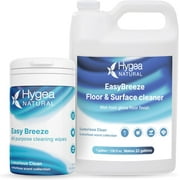 Hygea Natural EasyBreeze Floor Cleaner w/ All Purpose Cleaning Wipes Bundle, Luxurious Clean, 1 gal