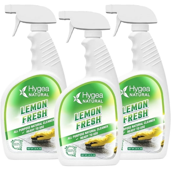 Hygea Natural Lemon Fresh Surface Cleaner, Eco-Friendly All Purpose Cleaning Spray & Floor Degreaser, 24 fl oz, 3 Pack