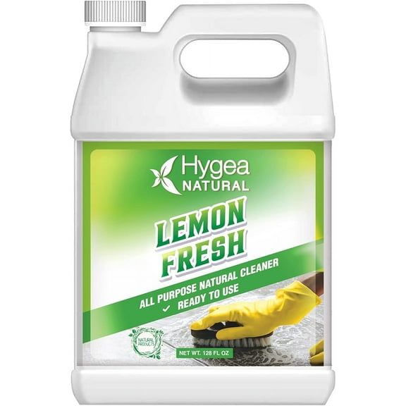 Hygea Natural Lemon Fresh Surface Cleaner, Eco-Friendly All Purpose Cleaning Spray & Floor Degreaser, Refill 128 fl oz