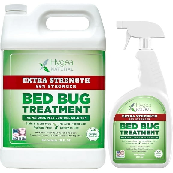 Hygea Natural Lice, Mite, and Bed Bug Spray Treatment Insect Killer Combo, Extra Strength, 2 Pack