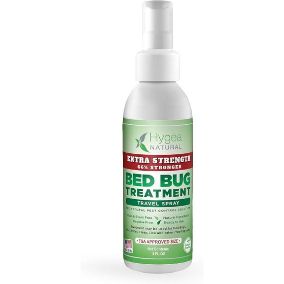 Hygea Natural Lice, Mite, and Bed Bug Travel Spray Bed Bug Treatment Travel Bug Spray, Extra Strength, 3 fl oz