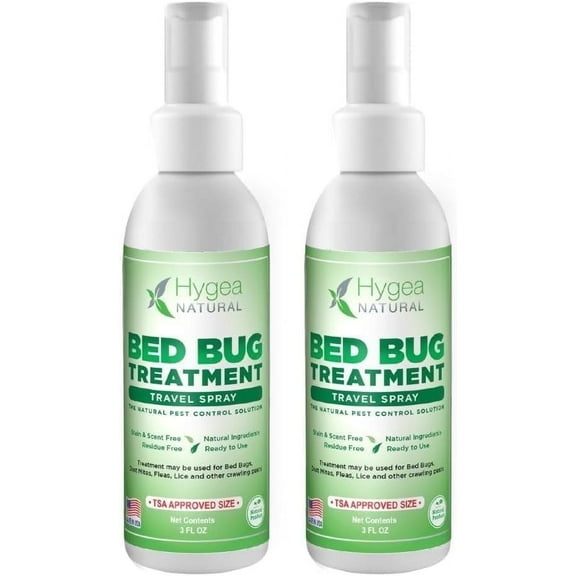Hygea Natural Lice, Mite, and Bed Bug Travel Spray Bed Bug Treatment Travel Bug Spray, Regular, 3 fl oz, 2 Pack